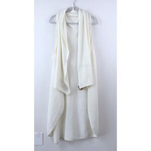 100% Alpaca Open Front Cardigan Vest Women's One Size Ivory‎ Sleeveless Peru NWT